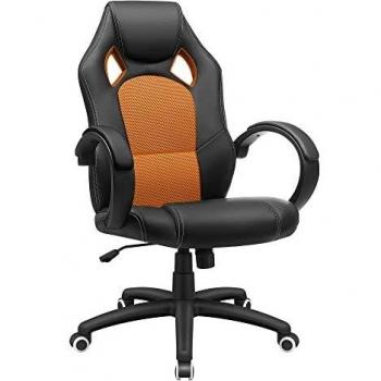 SONGMICS Poltrona Girevole da Ufficio, Direzionale, Ergonomica, Altezza Regolabile, Nero