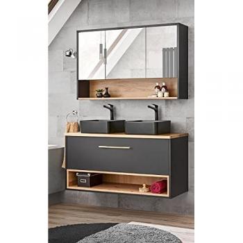 Meuble vasques posées avec armoire miroir 120 cm – Brunei Cosmos