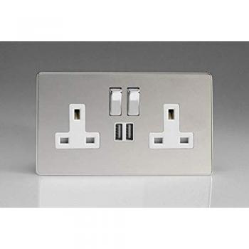 Varilight 2-Gang 13A Socket with Dual USB Charging