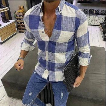 Camisa de Lino Casual Azul