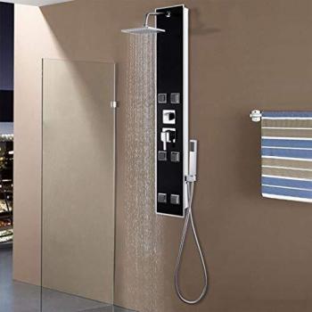 VidaXL Shower Panel Stainless Steel and Glass 18x42.1x120 cm Black