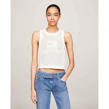 Camiseta Tommy Jeans Cropped Calada para mujer en color blanco