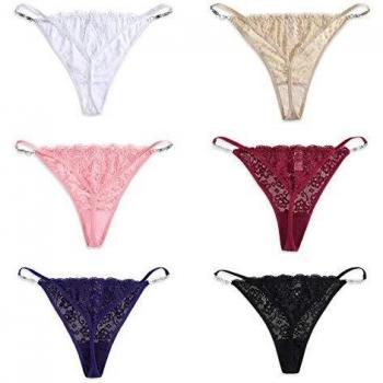 Aijolen Diamond Lace G-Strings for Women, 6 Count
