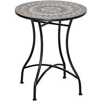 Table Bistro Ronde Métallique Noir – Mosaïque et Poxy