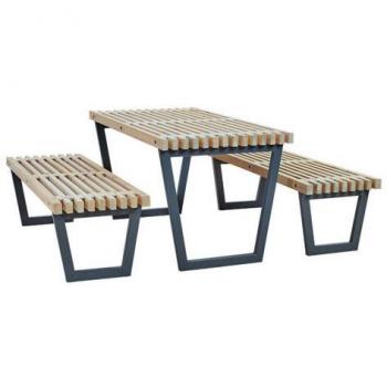 PLUS Siesta Gartenlounge-Set, 3-teilig, mit Tisch und 2 Bänken