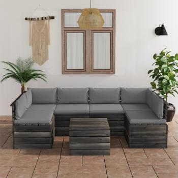 Conjunto de Sofás de Exterior de 7 Piezas en Madera de Pino