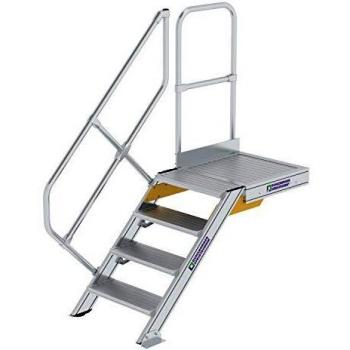 Aluminium-Treppe mit Plattform 45°, 4 Stufen, 600 mm Breite