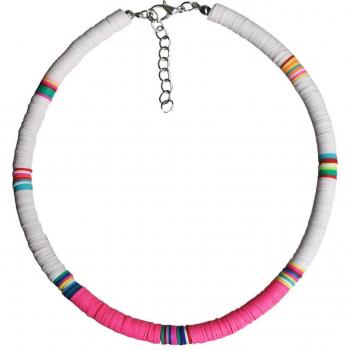 Ras du cou coloré en perles vinyle pour femme