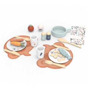 Speedy Monkey SP3002 Speiseset 27x23x6,5cm bunt, Holz Spielzeug für Kinder, Liebevolle Details-tolle Geschenkidee