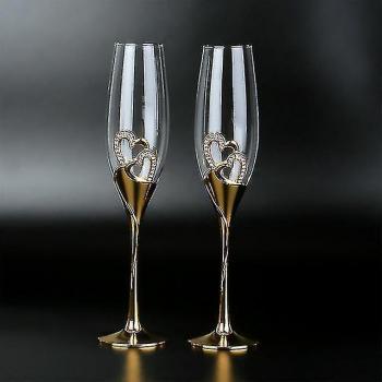 Verres à vin en cristal avec support doré