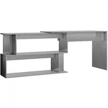 Scrivania Angolo Alta Lucentezza Bianca 200x50x76 cm Legno Multistrato