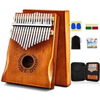 Kalimba Thumb Piano 17 Keys, Portable Mbira Finger Piano w/Protective Case, Fast to Learn Songbook, Tuning Hammer, All in One Kit