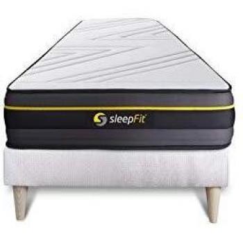 Ensemble literie 90x200 Matelas ACTIVE + sommier Blanc