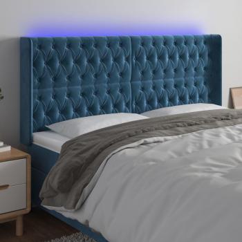 VidaXL Samt Kopfteil mit LED Dunkelblau 183x16x118/128 cm