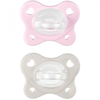 Pack de 2 Chupetes PhysioDual Soft Chicco Rosa y Blanco 2-6 Meses