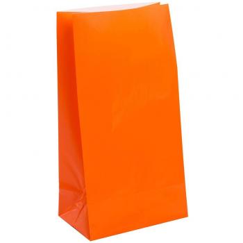 Colorful Orange Party Paper Bags – 12 Pack