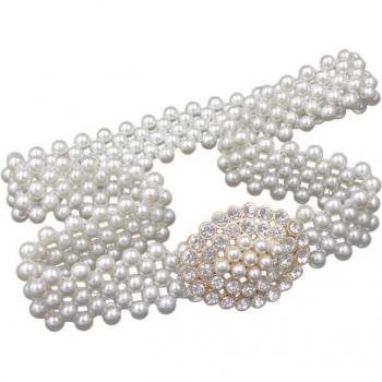 Ceinture de mariage élastique avec perles et strass