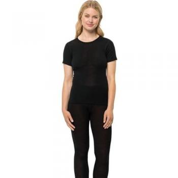 Jack Wolfskin Merino-Shortsleeve Damen‑Kleidung XS – Schwarze Variante