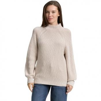 Tom Tailor Regular Fit Baumwoll-Mix-Strickpullover in Taupe M