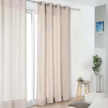Rideau décoratif Linda beige à œillets et ficelle