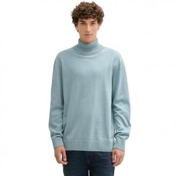 TOM TAILOR Denim Strickpullover Basic Rollkragenpullover mit Logo Stickerei