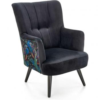 Sillón Houston 1372 Madera y Tapiz – Estilo Negro, 95×67×82 cm