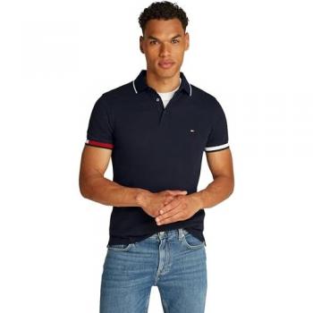 Flag Cuff Slim Fit Polo von Tommy Hilfiger in Desert Sky