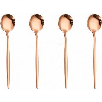 Luxury 4‑Piece Black Cutlery in Stainless Steel, Includes Golden Tea Spoon