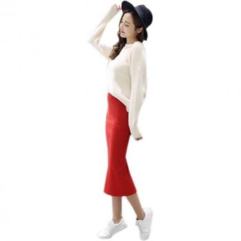 Falda larga de mujer con hendidura, diseño stretch y delgado, ideal para uso en primavera, otoño e invierno