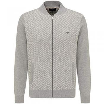Premium Herren‑Cardigan FYNCH‑HATTON mit gemustertem Vorderteil, Two‑Tone‑Design