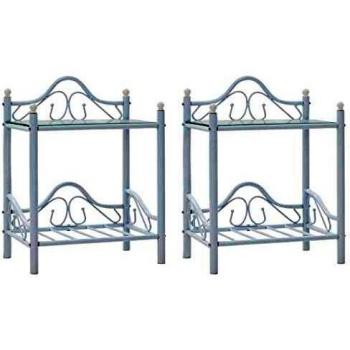 Sonata Night Tables 2 pcs Metal and Tempered Glass 45x30.5x60 cm White