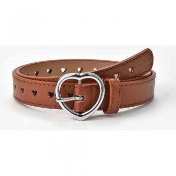 Kids' Faux Leather Belt with Love Heart Buckle
