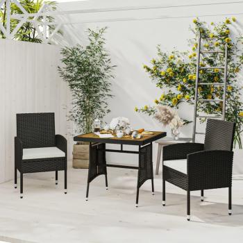 Set Tavolo e Sedie da Giardino 3 pz Polyrattan Nero