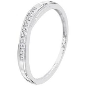Anillo de Oro Blanco 9K con Diamantes Brillantes
