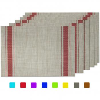 Gonove Crossweave Vinyl Placemats Set of 6, Washable Table Mats