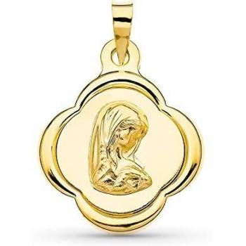 Virgen Niña medalla de oro 18k 23mm personalizada