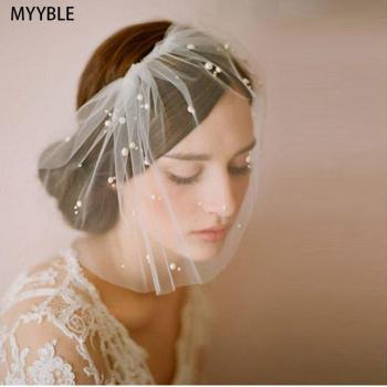 Pearl Beaded Blusher Veil for Brides