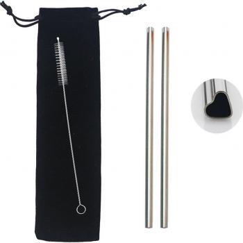 Love-Shaped Reusable Stainless Steel Drinking Straws Set for Weddings and Birthday Celebrations, 2/4 Pieces