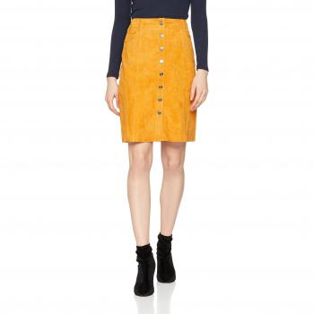 Falda SELECTED FEMME Sfatla Mw de Piel, Amarillo (Desert Sun), 42