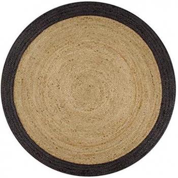 VidaXL 120 cm Handmade Jute Rug with Dark Grey Border