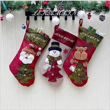 Bas de Noël 3pcs avec Père Noël et Renne