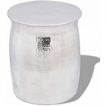 Hammered Aluminum Stool/Side Table Silver
