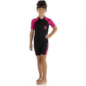 Cressi Little Shark Jr. Kids’ Shorty-Neoprenanzug – 2 mm, Schwarz/Rosa, 5/6 Jahre