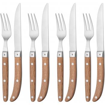 WMF Eichenholz Steakbesteck Set mit Cromargan Stahl