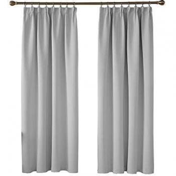 Deconovo Thermovorhang mit Kräuselband, 180x140 cm, Grau Weiß, 2er Set