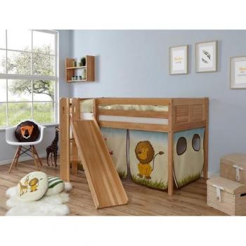 TICAA Hochbett »Ekki«, mit Textil-Set und Rollrost, Buche