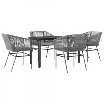 Nimbus Garden Dining Collection – 5‑Part Grey Rattan & Glass