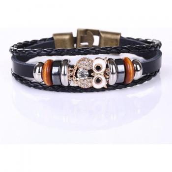 Casual Owl‑Print PU Leather Wristlet