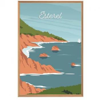 Art mural CEANOTHE illustration Esterel 65x97 cm