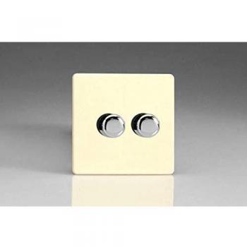Varilight V-Pro 2-Gang 2-Way Push-On/Off Rotary LED Dimmer Light Switch 2 x 0-100W